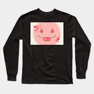 Hearts Pink Pony Blep Face Long Sleeve T-Shirt